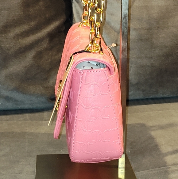 NWT JUICY COUTURE BLING BLING FLAP PINK LEMONADE MONOGRAM EMBOSSED CROSSBODY BAG - Picture 2 of 15